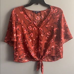 burgundy red floral top